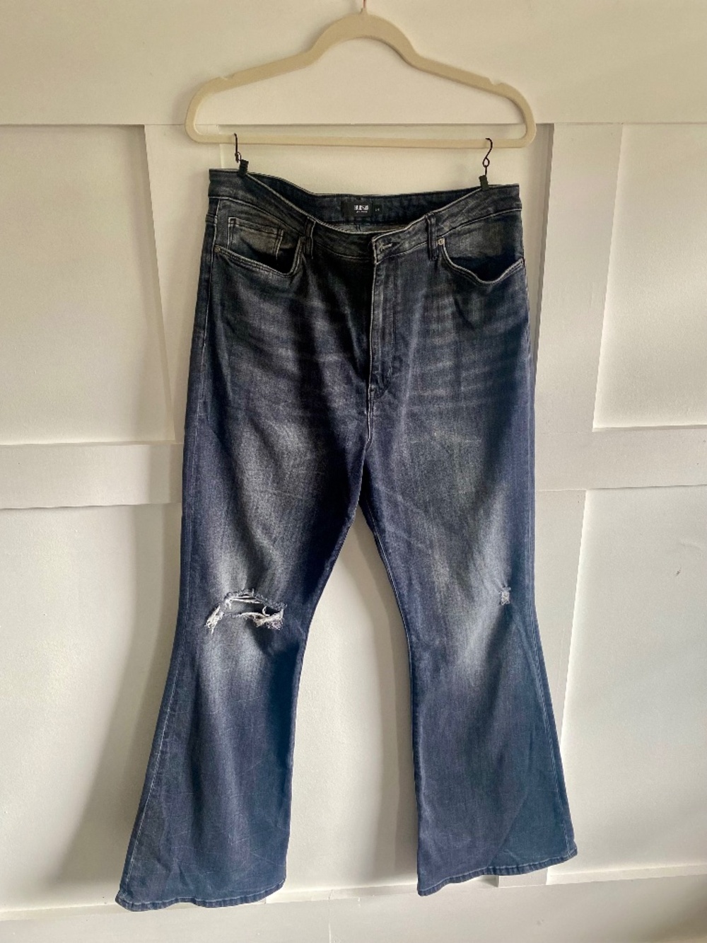 Hudson Holly Flare Jeans Women’s 34 Plus Size Distressed Blue Denim